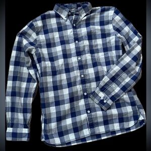 Brooks Brothers Red Fleece blue-and-white plaid flannel button-down